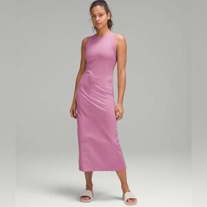 Lululemon All Aligned Ribbed midi Dress, pink, Velvet Dust, Size 4